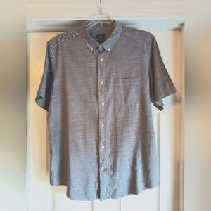 George Men's Classic Fit Grey Short Sleeve Button up shirt, Large